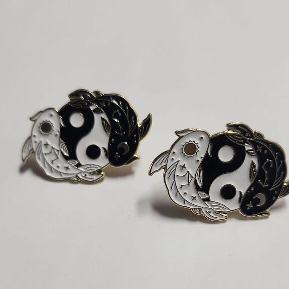Yin Yang Koi Fish Enamel Pins - Picture 1 of 1